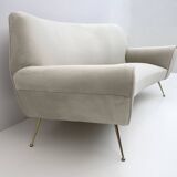 Gigi Radice Mid-Century Modern Italian Velvet Curved Sofa for Minotti, 1950
