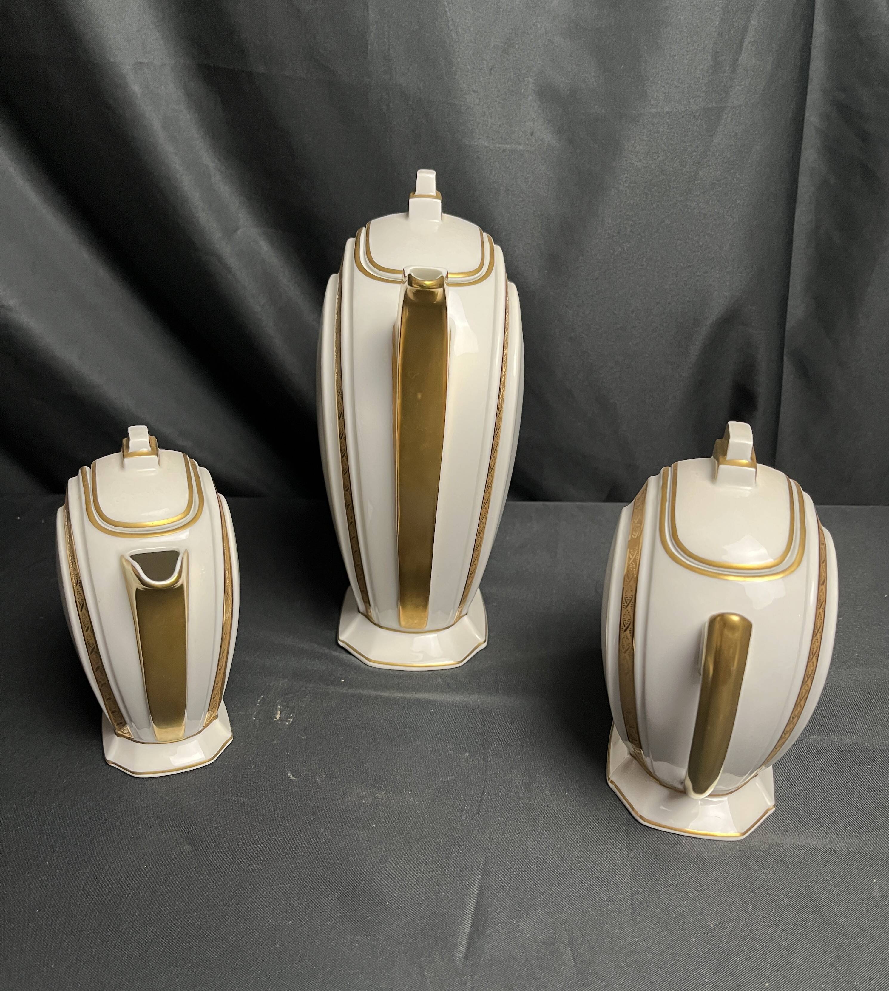 Art Deco, 9-piece Limoges porcelain coffee service circa 1930