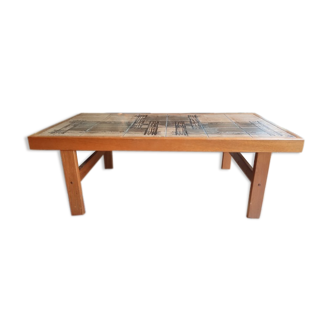 Teak coffee table and ceramic tiles Trioh Denmark 1982
