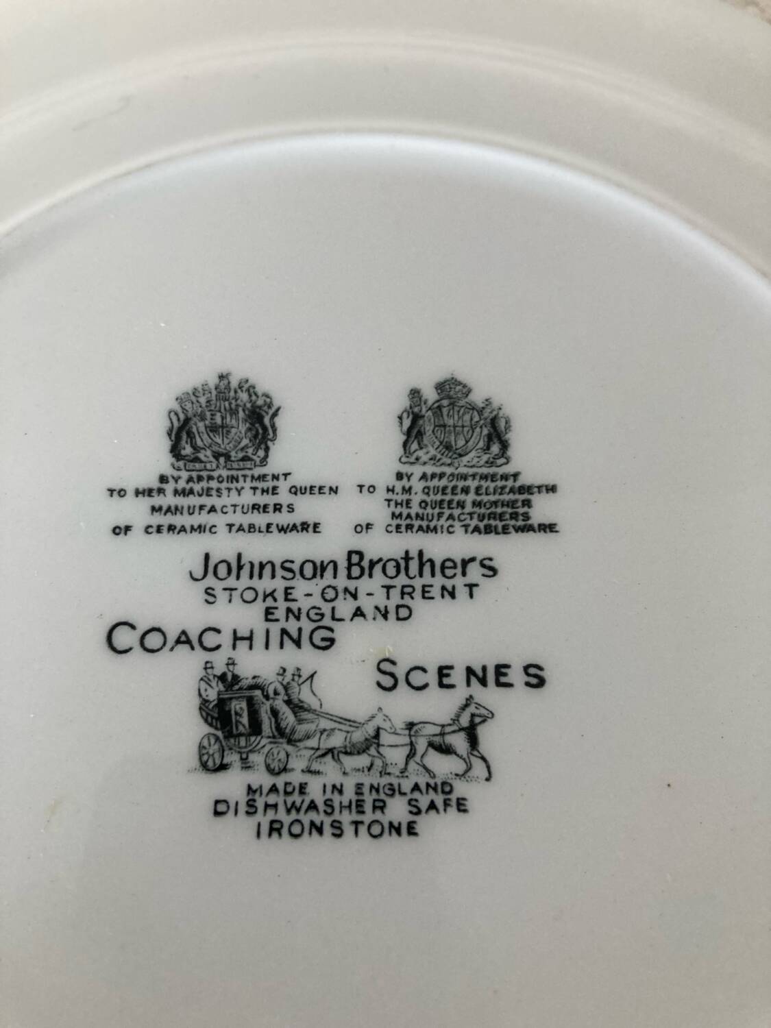 Trio of Coaching Scenes blue plates by Johnson Bros / Brothers Irestone