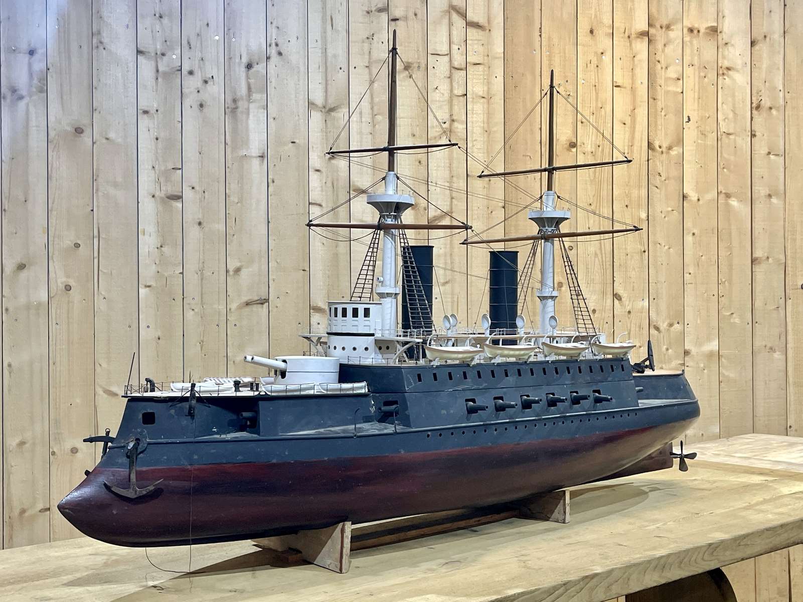 Model representing a battleship of the late nineteenth century