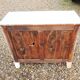 Old low Parisian sideboard in white wood
