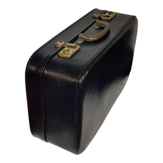 Black cardboard suitcase - antique - vintage