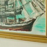 Original mid-century oil on canvas – "At the Quay"