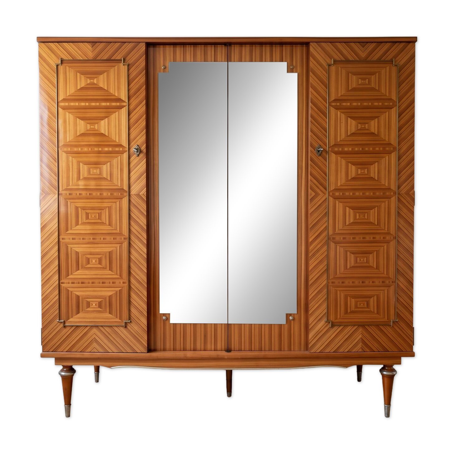 Vintage 1950s wooden wardrobe with mirror