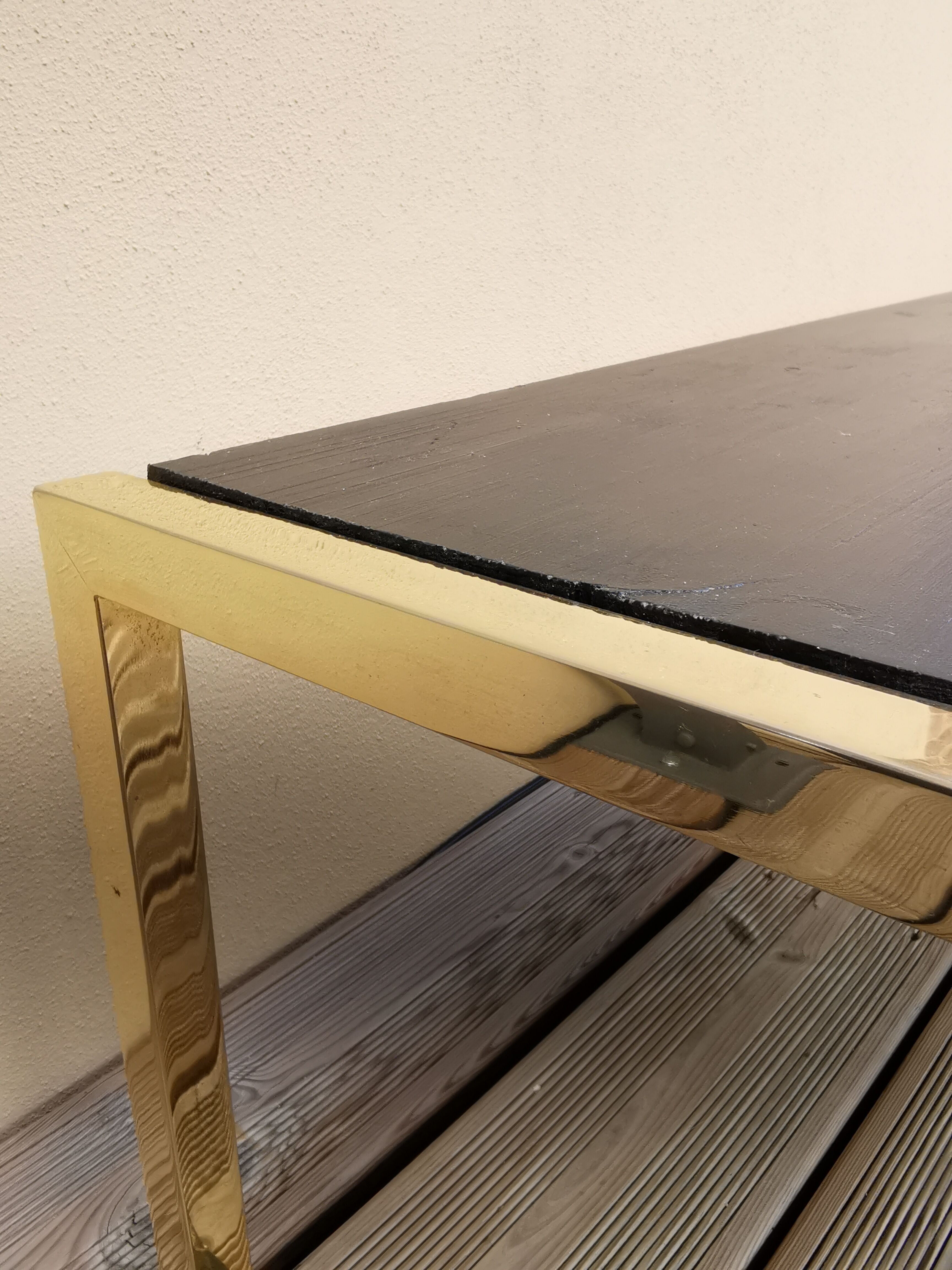 Metal and wood coffee table