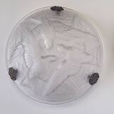 Art Deco suspension in moulded glass by Noverdy with a frosted effect.