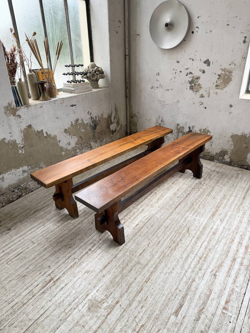 Pair of walnut benches 1900