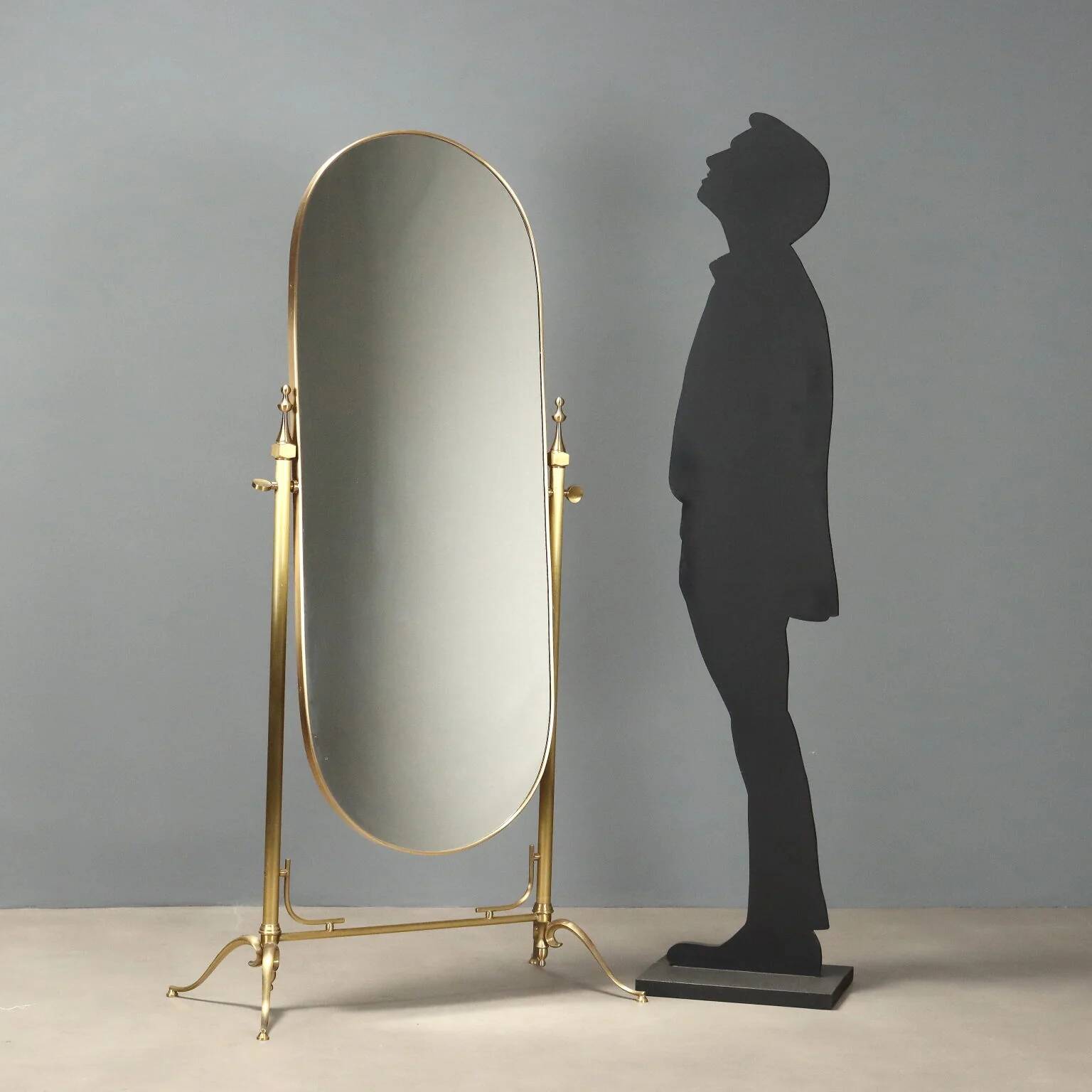 Brass vanity mirror with adjustable tilt