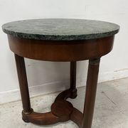 Round Empire-style side table in mahogany and veneer, 20th century