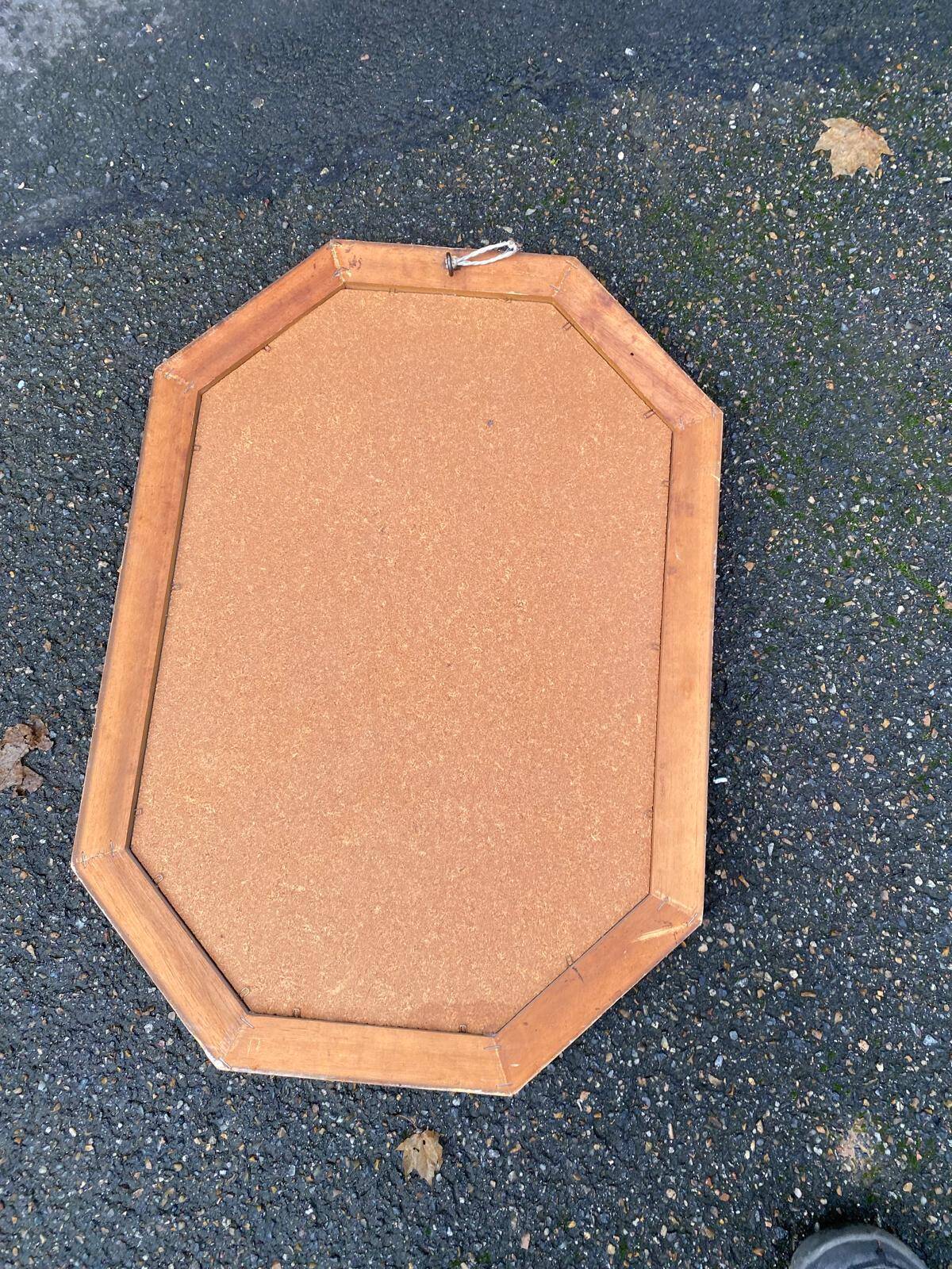 Vintage octagonal mirror in solid wood 70x50cm