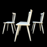 Series of 4 vintage solid wood chairs Scandinavian style