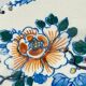 Set of 6 Gien flat plates with rooster and peony decoration, earthenware, 1875