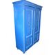Armoire double en bois peint bleu moyen, portes à motifs floraux peints à la main
