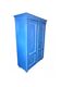Medium blue painted wooden double wardrobe with hand-painted floral patterns on the doors.