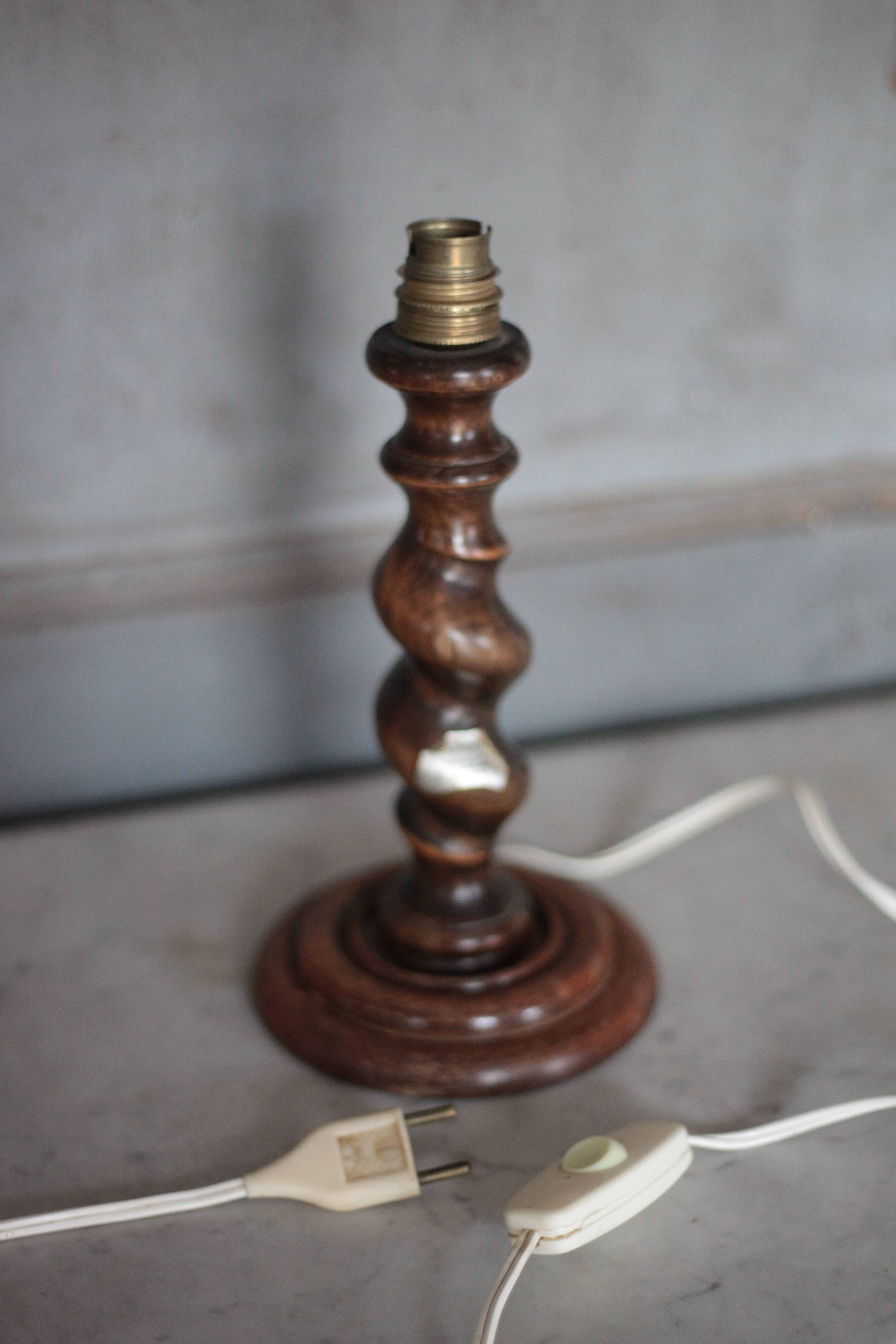 Turned wood lamp base, wooden lamp, table lamp, bedside lamp