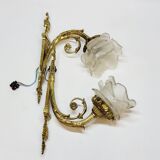 2 19th Century Gilt Bronze Wall Sconces with Molded Glass Globes in the Shape of