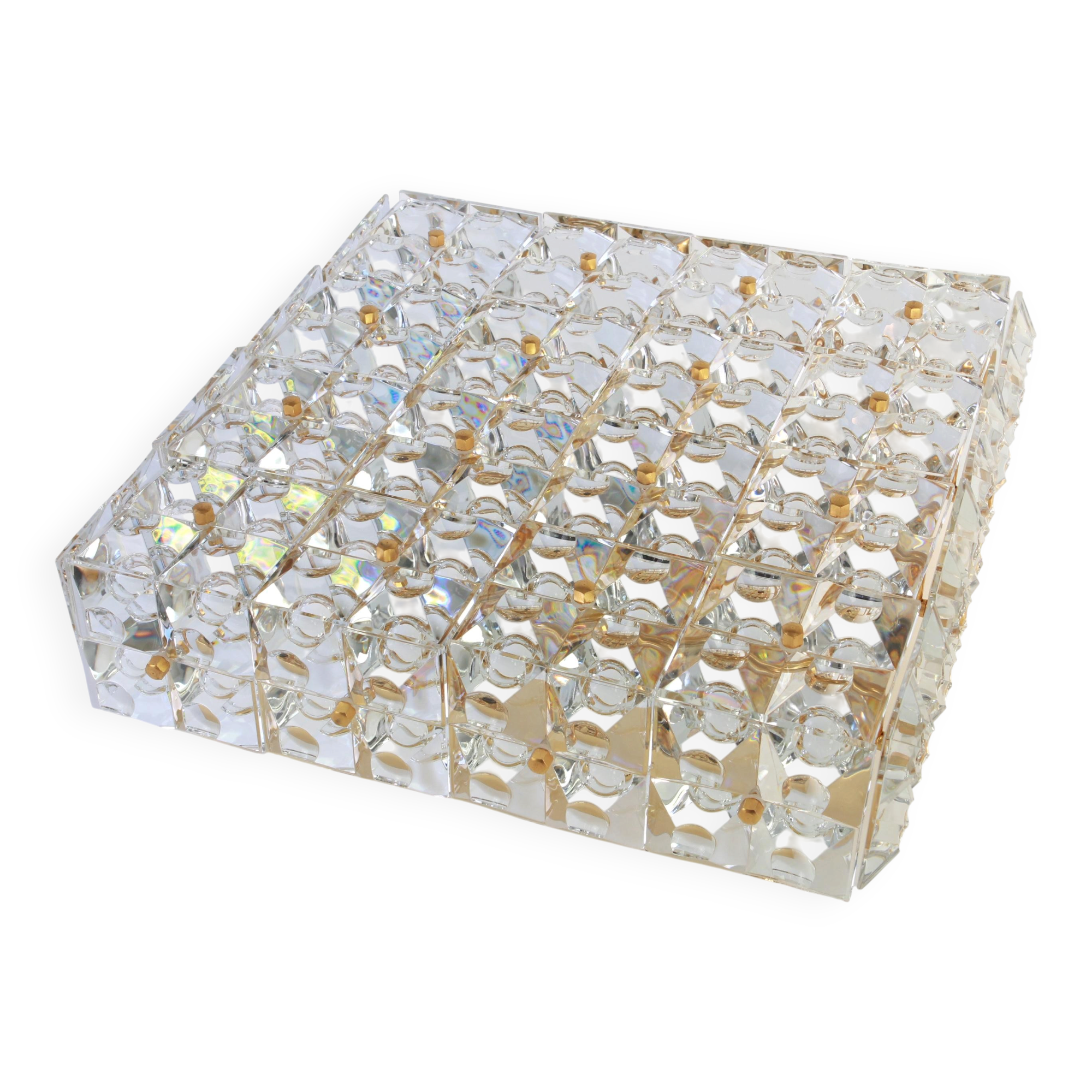 Large faceted crystal ceiling light by Kinkeldey, Germany, 1970s.