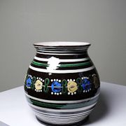 Small antique Slovak vase from Pozdišov in glazed terracotta, 1920s-1930s.