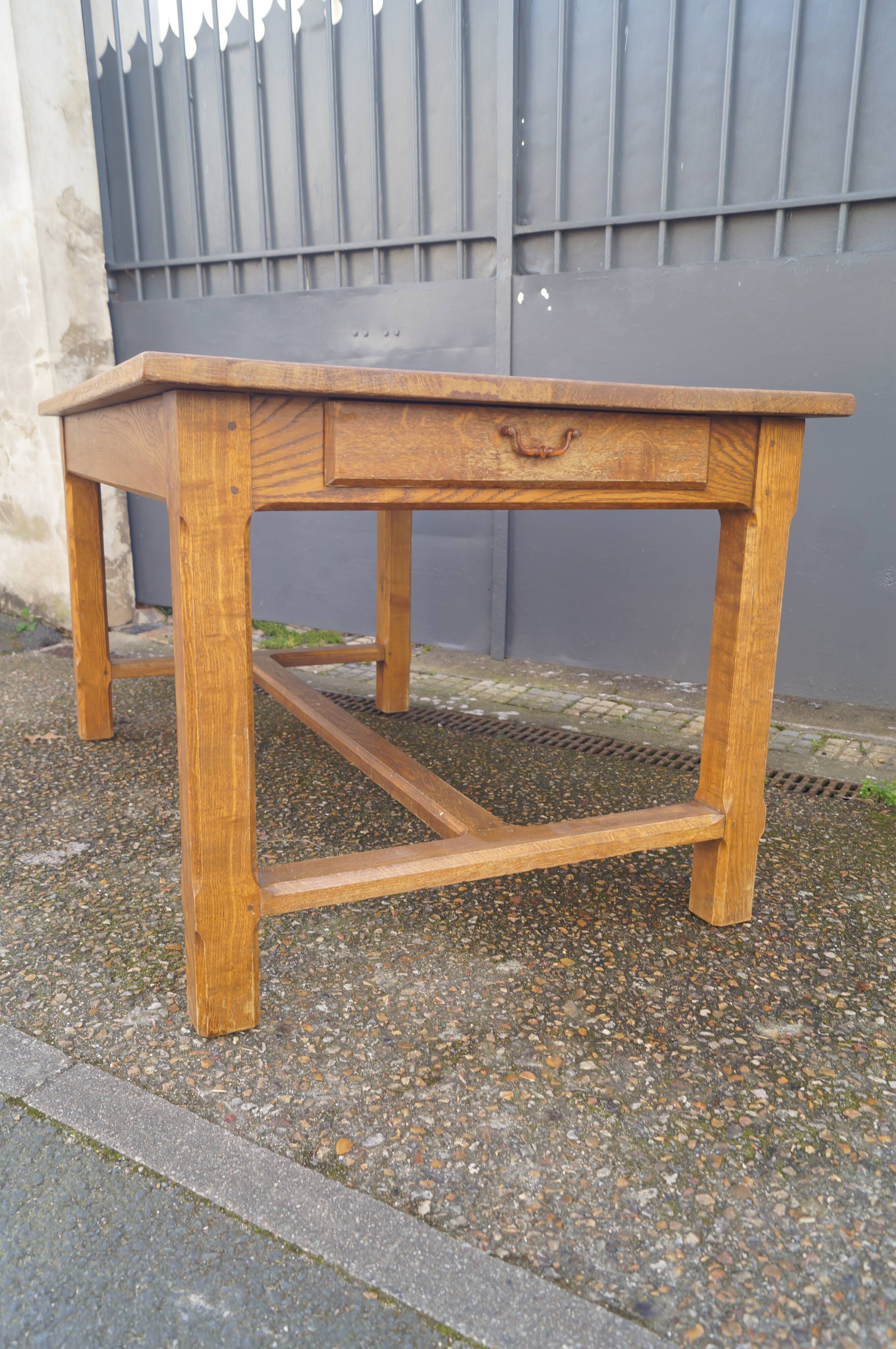 Oak drawer farmhouse table