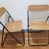 70s rattan folding chairs