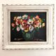 Old oil on canvas depicting a bouquet of flowers