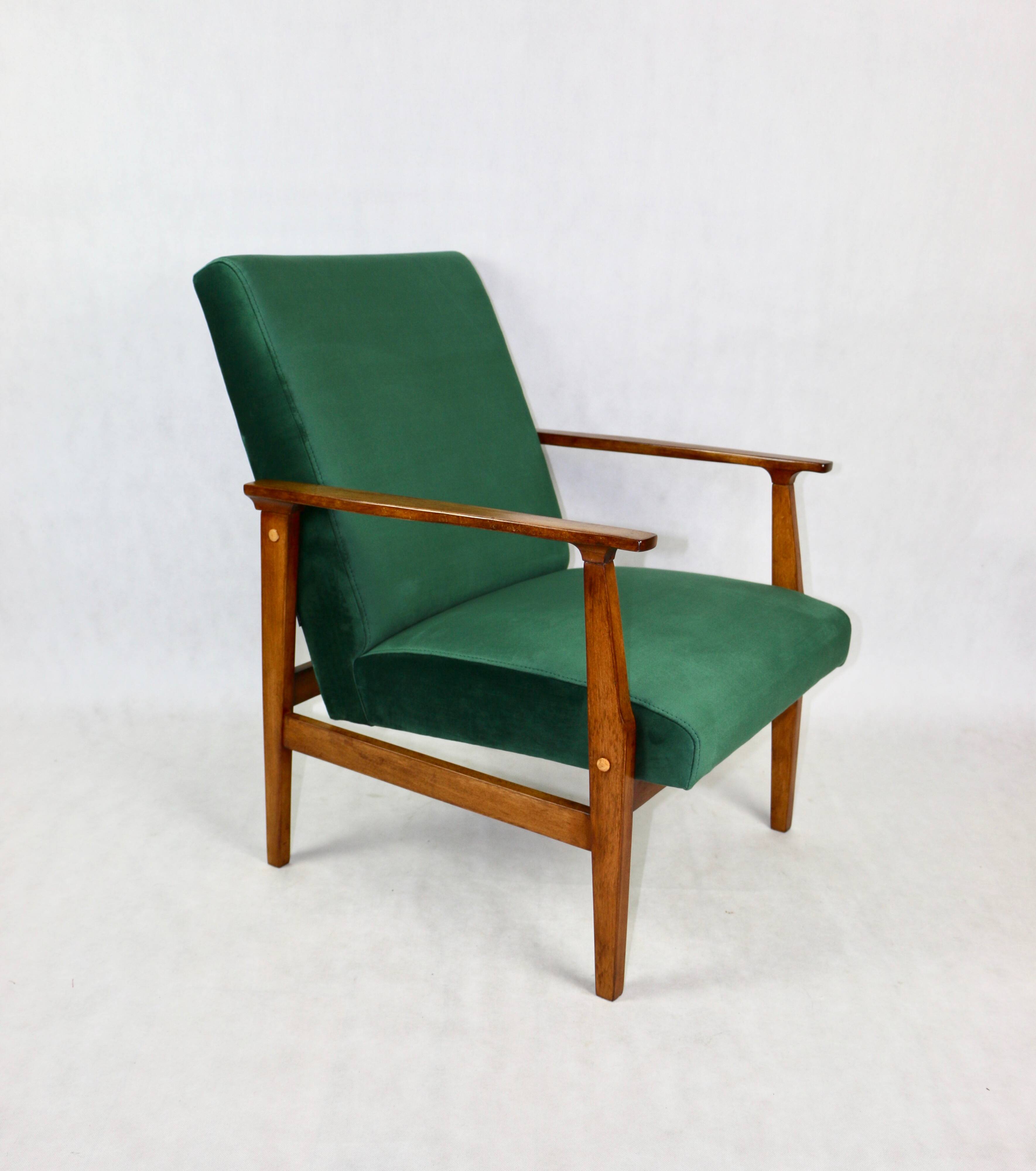 Chaise longue vintage en velours vert, années 1970