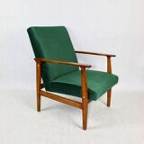 Chaise longue vintage en velours vert, années 1970