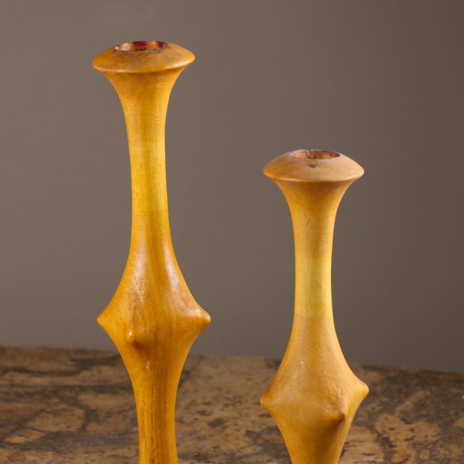 Brutalist monoxyle candlestick pair