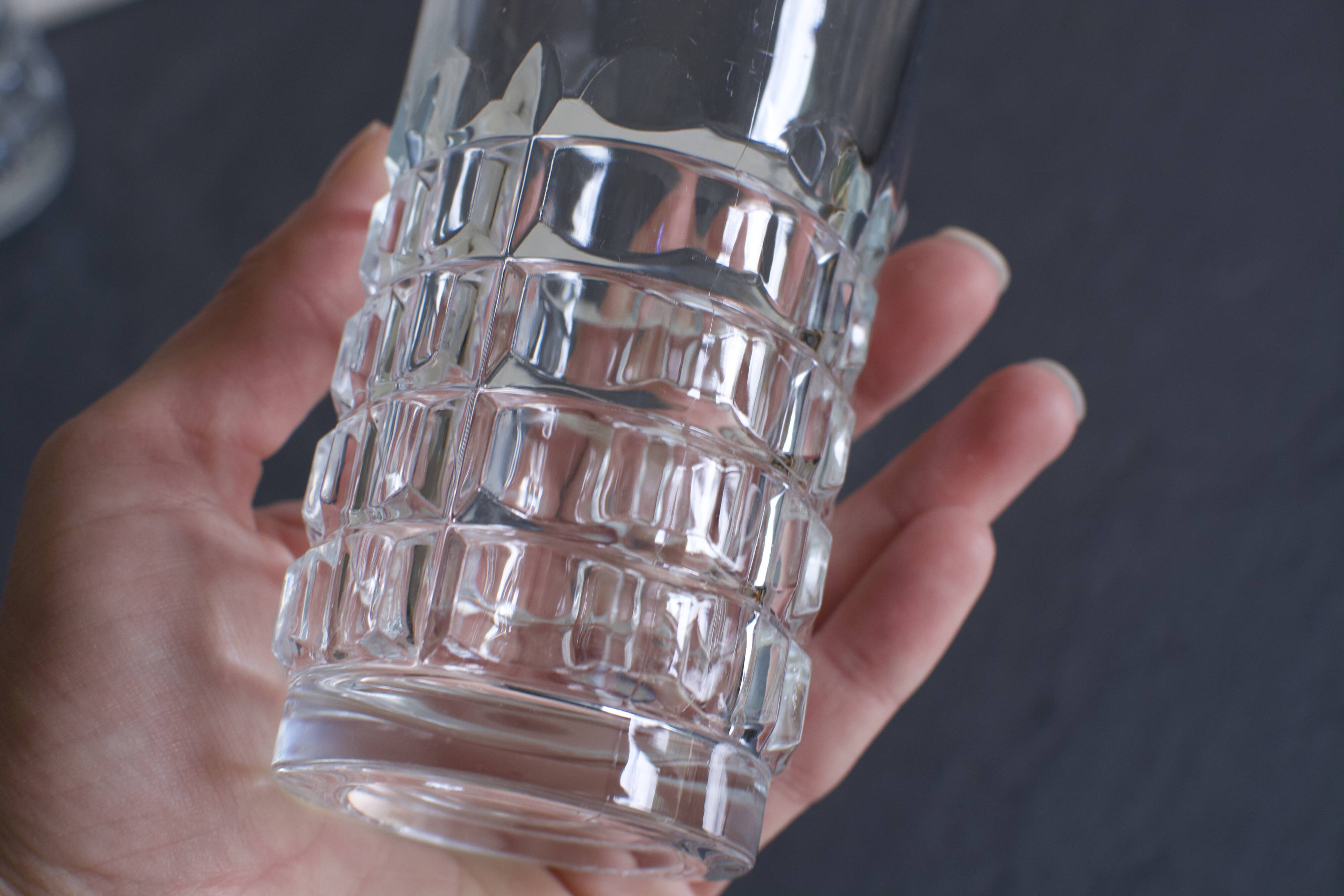 6 vintage multi-faceted glasses