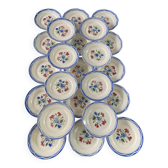 Série de 21 assiettes creuses Digoin Sarreguemines "Elorn"