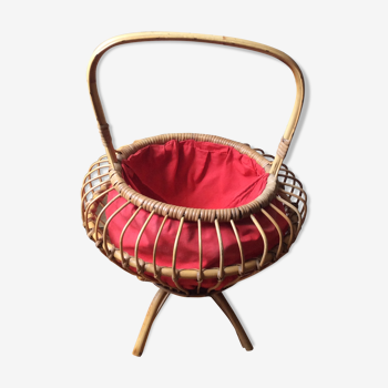 Rattan sewing basket years 50/60