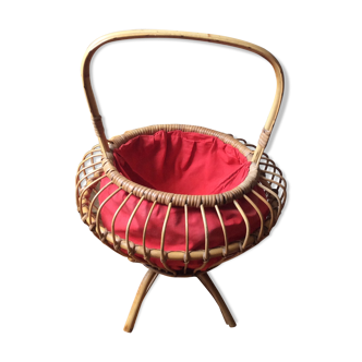 Rattan sewing basket years 50/60