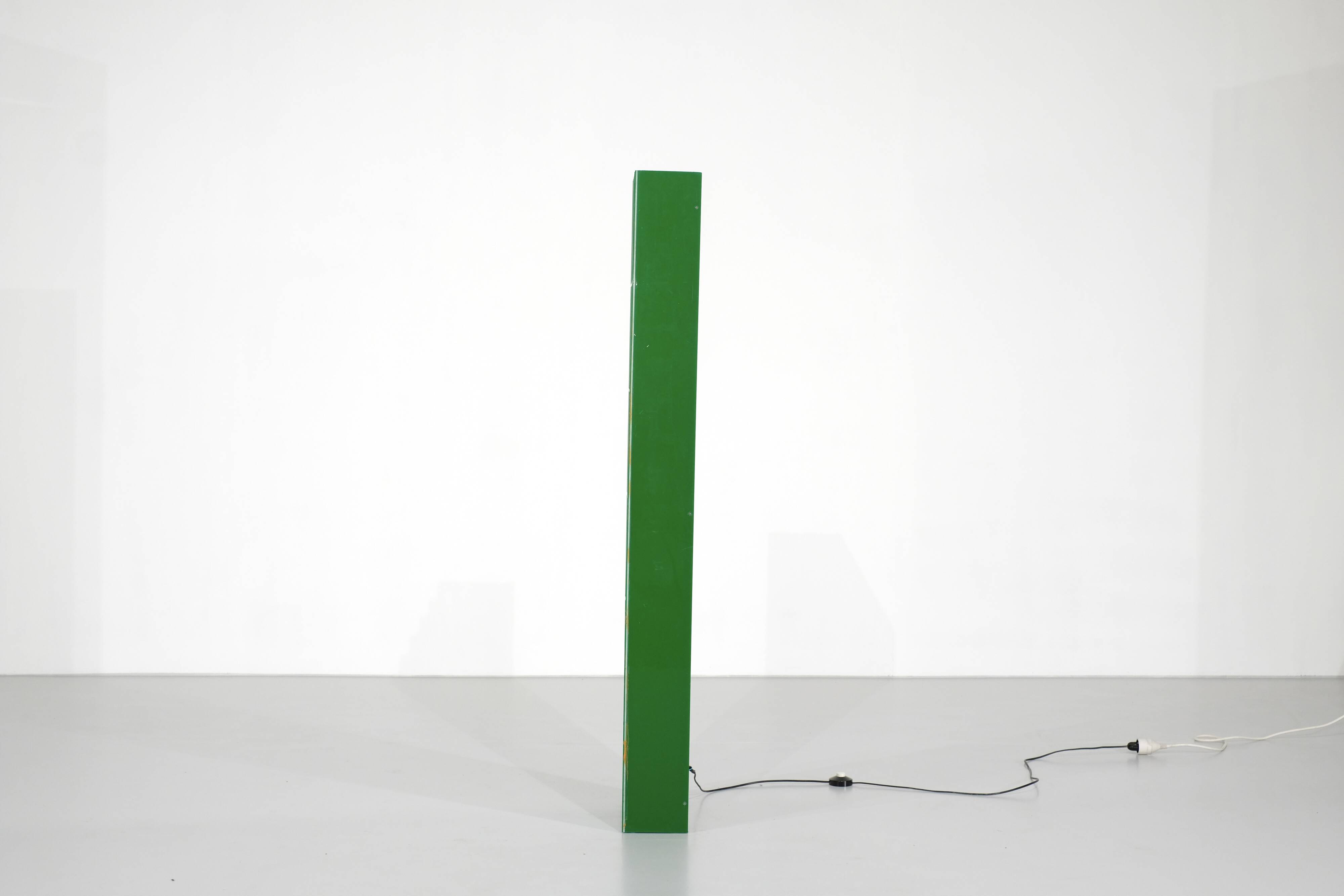 Rectangular floor lamp in green and white plexiglass, Italy - 1970s