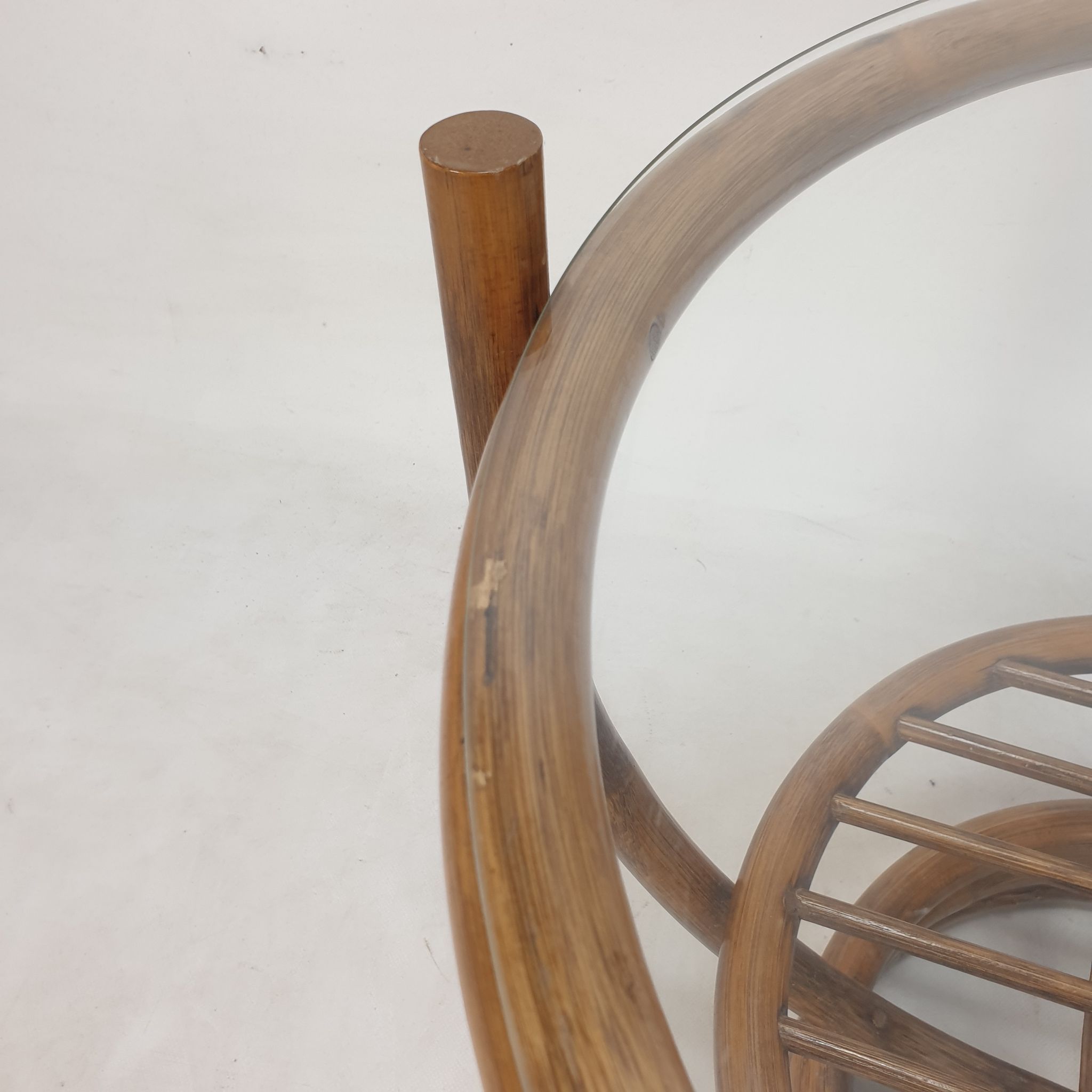 Table basse italienne en bambou, années 1980