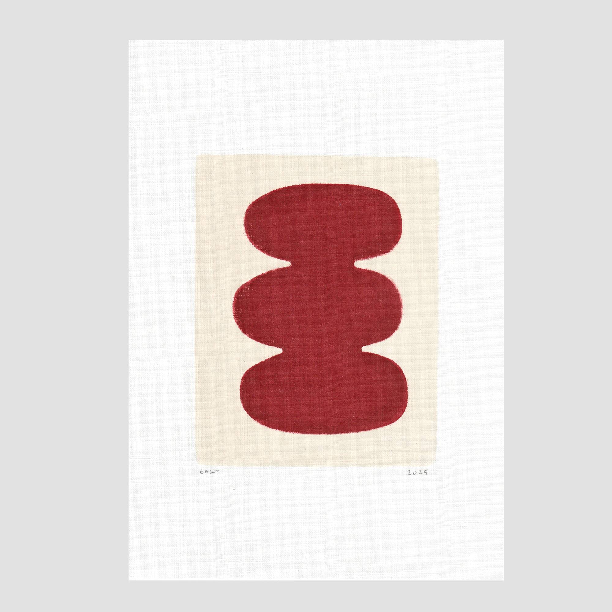 Peinture abstraite sur papier illustration rouge signée Eawy