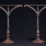 Pair of cast iron baluster bistro table legs circa 1900
