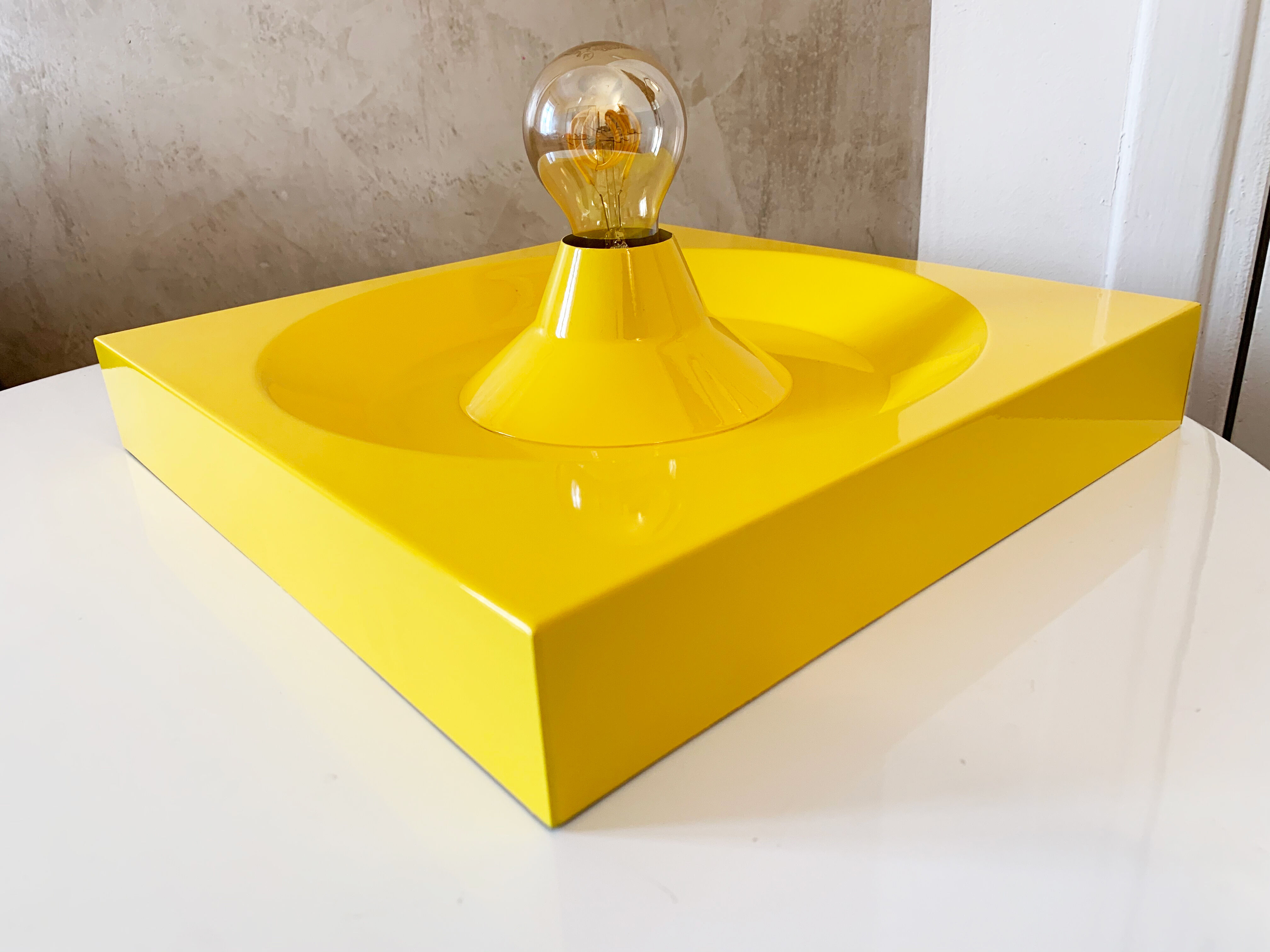 Yellow Metal Wall Light by Klaus Hempel for Kaiser Leuchten, 1970s