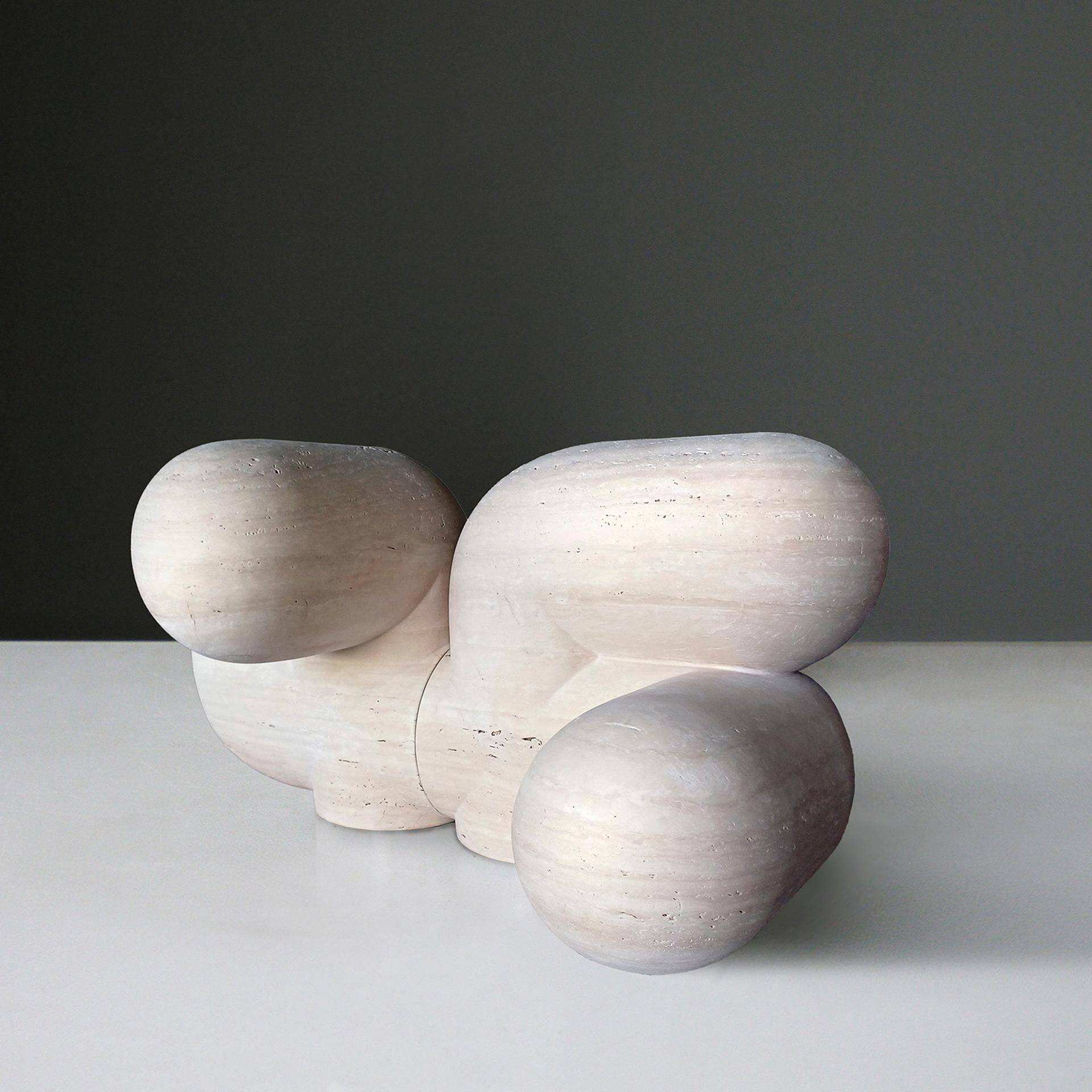 Sculptural and Organic Stools Made of Travertine Marble by Pepe Guerrero