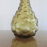 Bottle, carafe, Empoli, Italy, yellow bubbled glass, 60s 70s