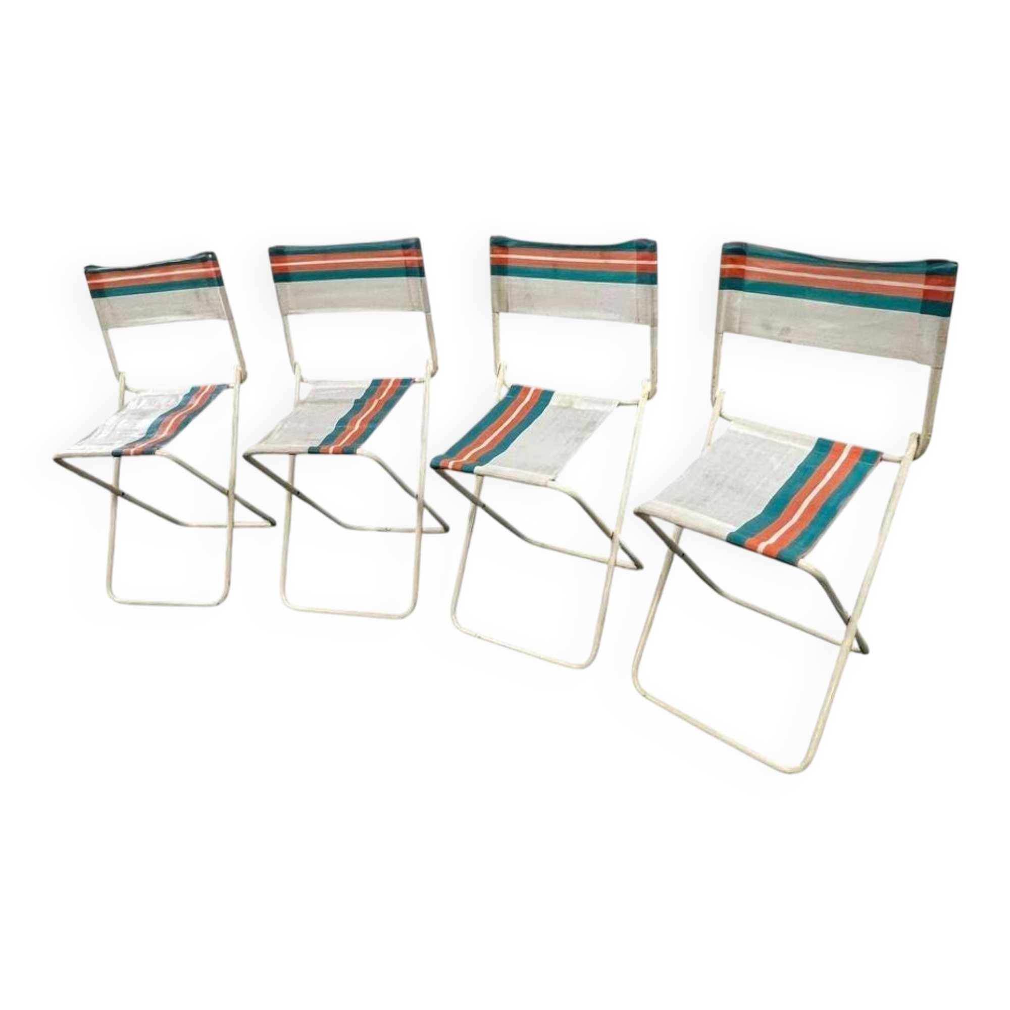 Vintage camping set in a suitcase: 4 chairs and a folding table