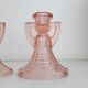 Set of 2 pink Luxval Art Deco candle holders