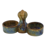 Glazed stoneware salt cellar signed Jean Maubrou.