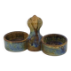 Glazed stoneware salt cellar signed Jean Maubrou.