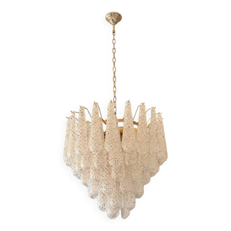 Mid-Century Modern “Conchiglie” Murano Glass Gold Chandelier