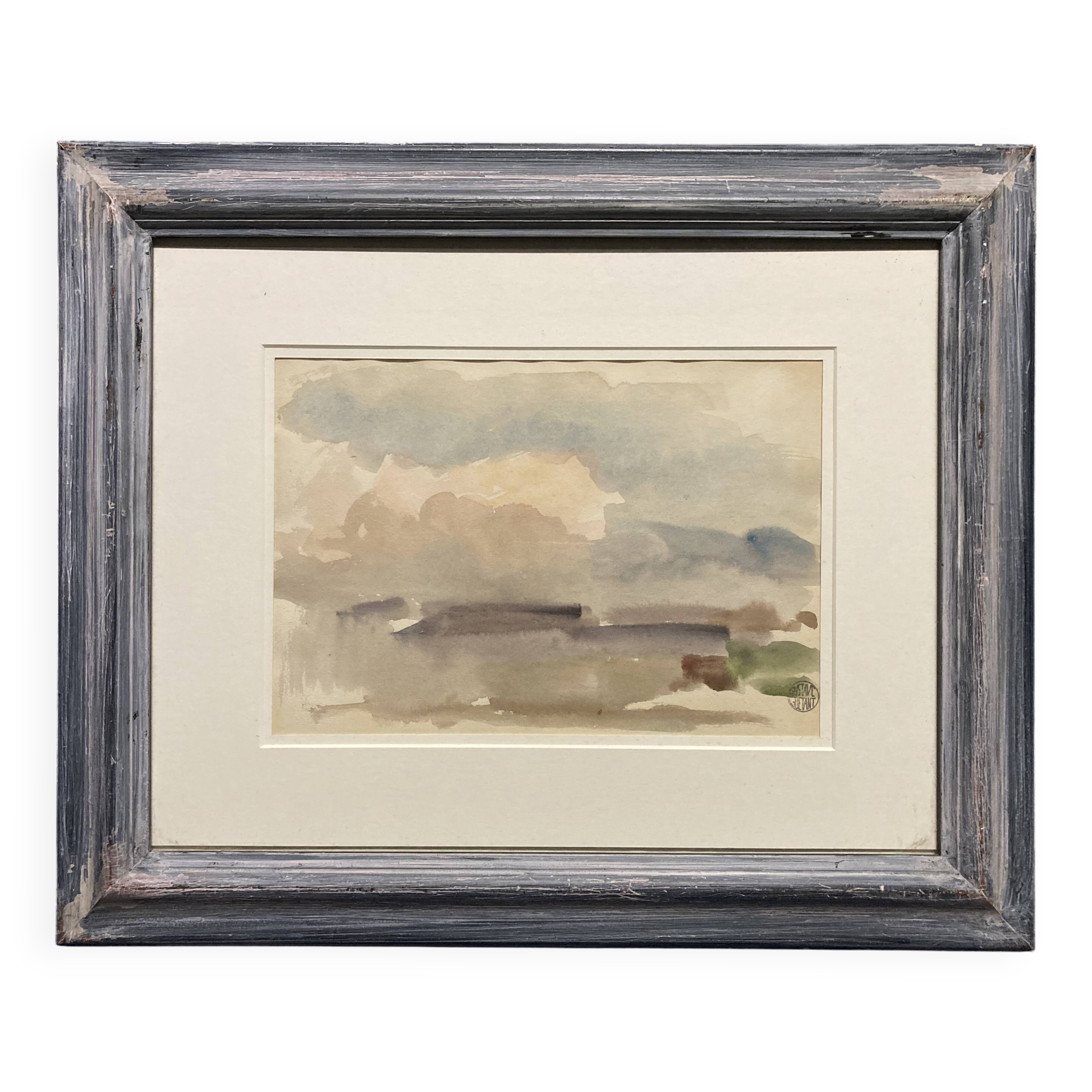 Landscape framed by Gustave Guétant (1873-1953)