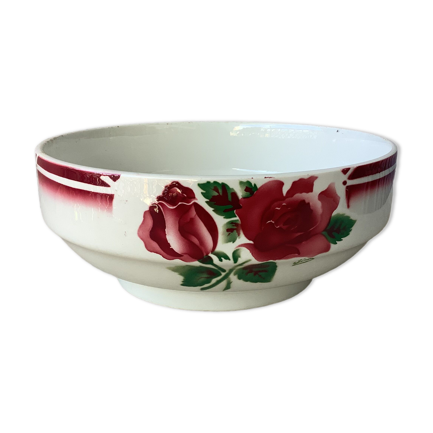 Salad bowl Digoin Cibon Ironstone floral decoration