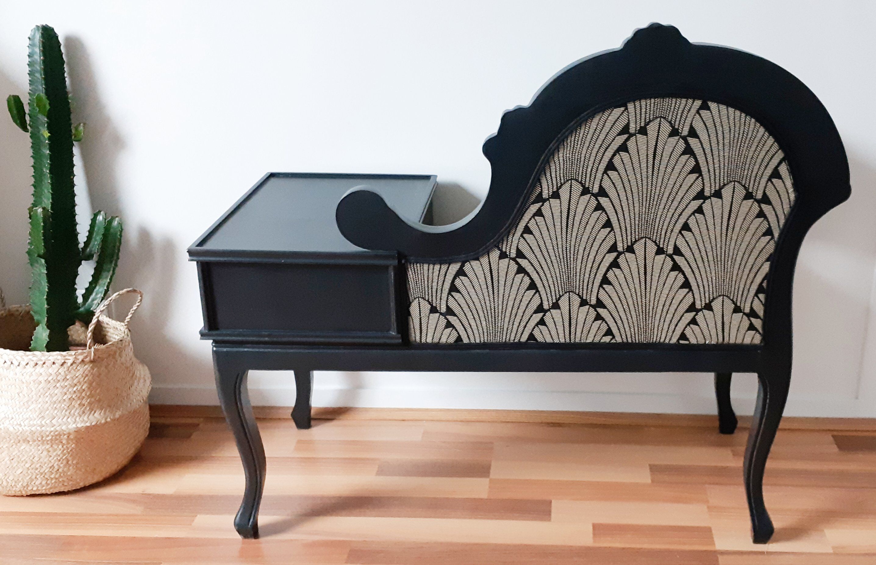 Telephone bench with redesigned armchair