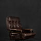 Modern Scandinavian brown leather swivel chair, 1970s