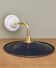 Vintage angled wall lamp with blue enamelled sheet metal shade